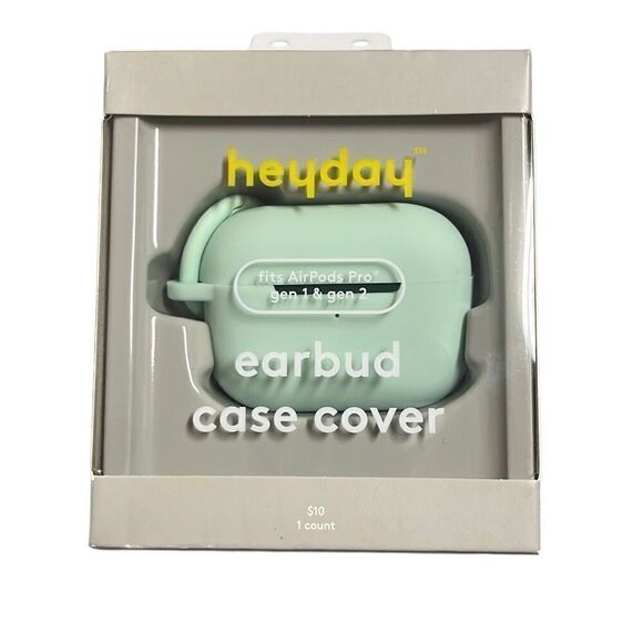 Heyday Earbuds Airpod Silicone Cover Green Carabiner Clip Wireless Charge NEW - Picture 1 of 4